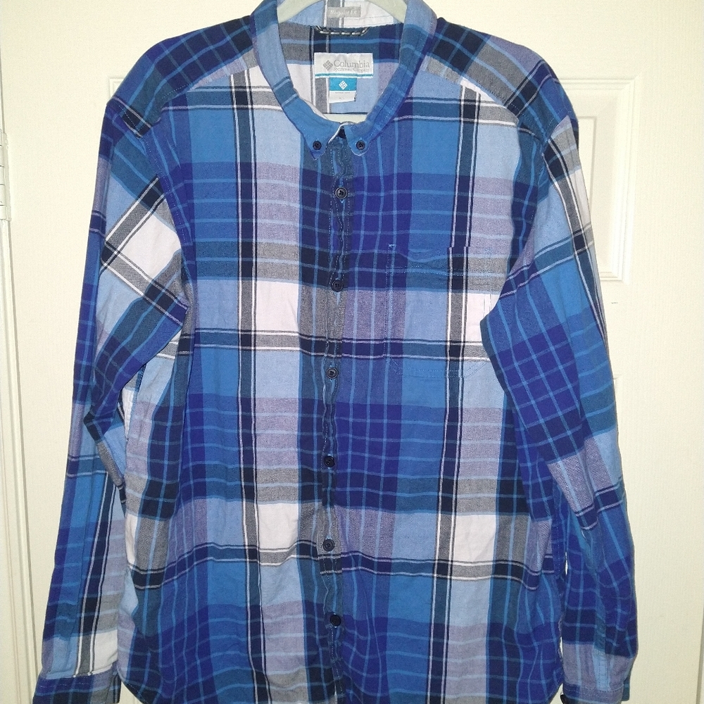 Columbia Checkered Button Down Long Sleeve Shirt Men's sz XL.